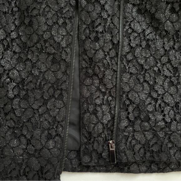 Lane Bryant Blazer Jacket Black Lace Overlay Asymmetrical Zip Coat Woman Size 26 - Picture 9 of 14